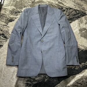 Yves Saint Laurent Vintage Wool Blend 2 Button Suit Jacket Mens Sz 38 L Blue YSL